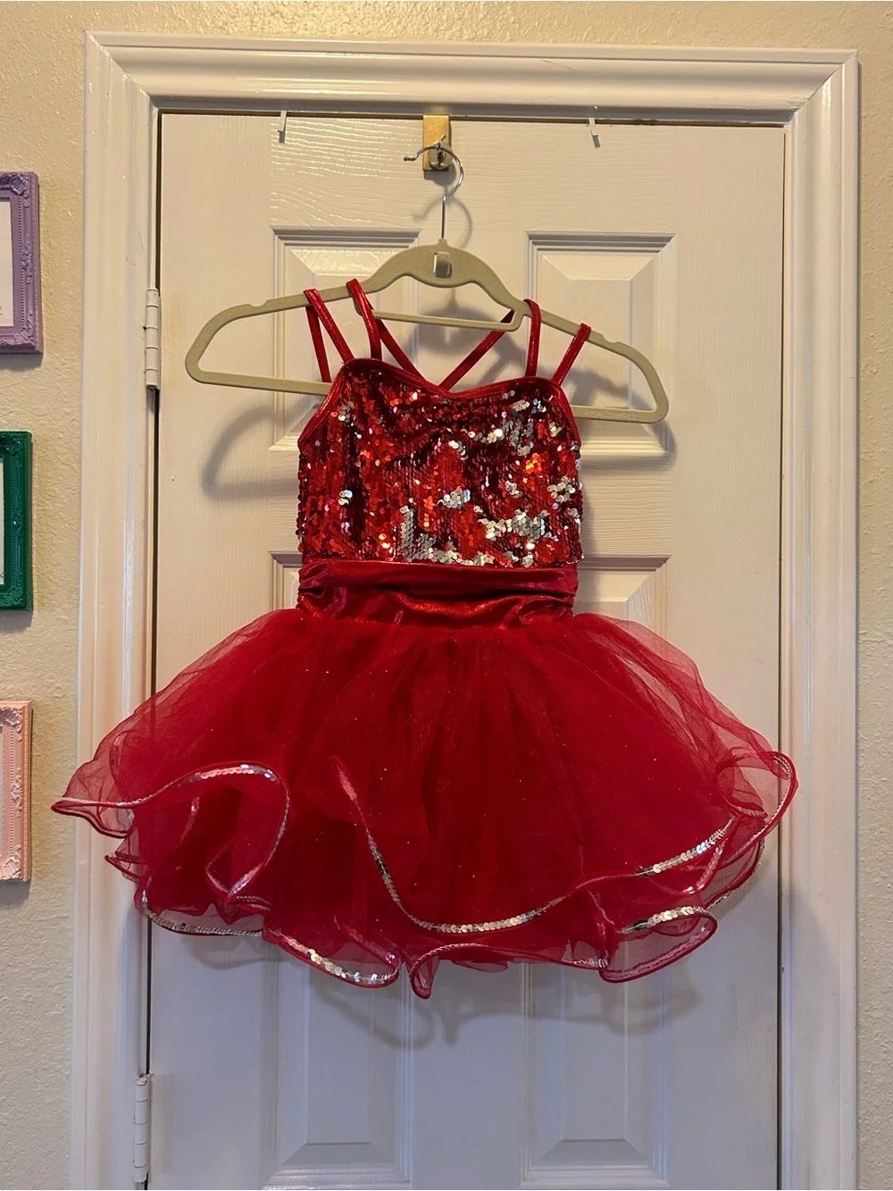 Weissman Red Sequin Tutu Dance Dress